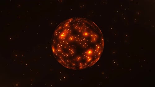 Futuristic Abstract Sphere with Glowing Orange Particles