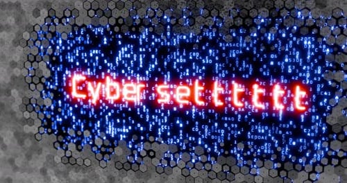 Futuristic Cybersecurity Text Reveal with Digital Hex Code Background