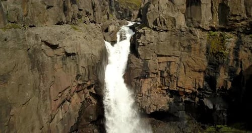 Aerial view over haifoss Waterfall, Iceland