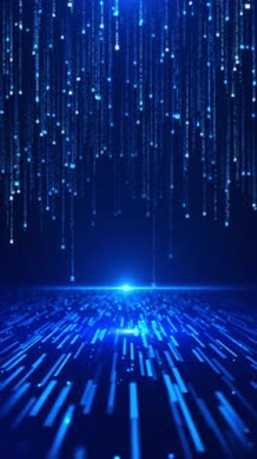 Blue Digital Data Stream Particle Grid Background Loop