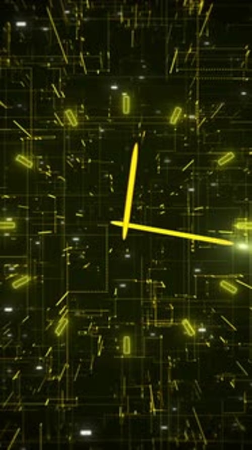 Reloj con luz de neón brillante, temporizador, número, estilo digital moderno, fondo vertical