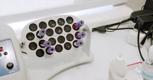 Rotating Blood Test Tubes in Lab Machine