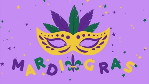 Mardi Gras Celebration Mask Flat Design Animation