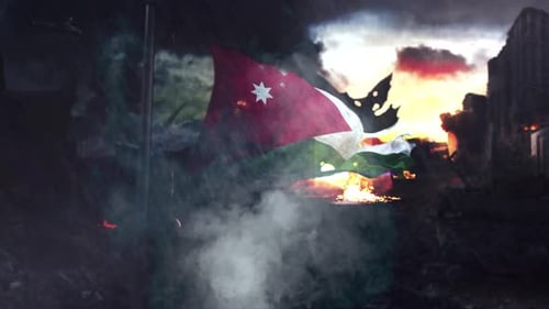 Dynamic Flag Reveal with Gritty War Zone Background