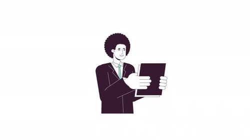 Animated Corporate Character Presentation with Tablet