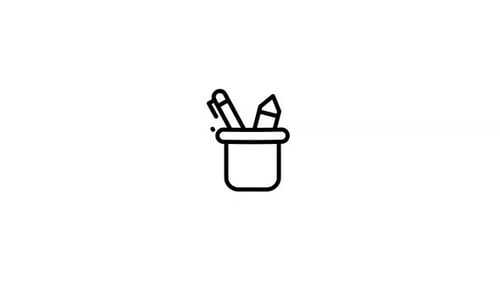 Minimalist Pen and Pencil Holder Line Art Animation
