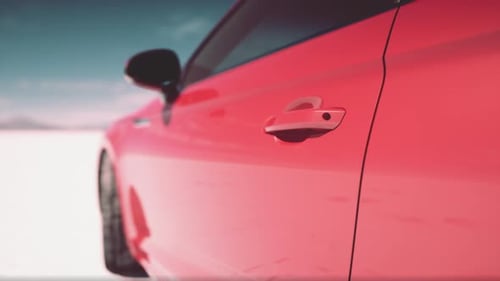 Close Up Detail of Sport Car in Salt Desert