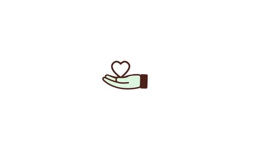 Animated Hand Offers Pulsating Heart Flat Design Icon