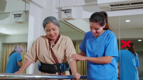 Adult Woman Helping Senior with Physical Therapy