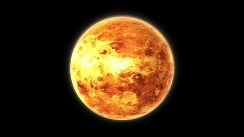 Fiery Glowing Planet Rotating Animation