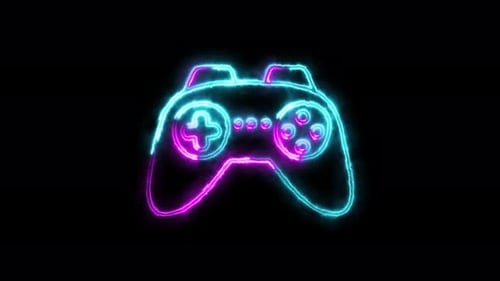 Neon Glowing Game Controller Outline Animation