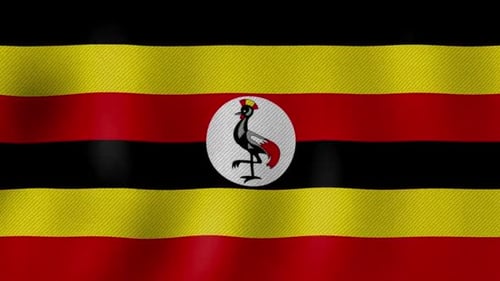 Uganda Flag Waving Seamless Loop in Realistic Fabric Style