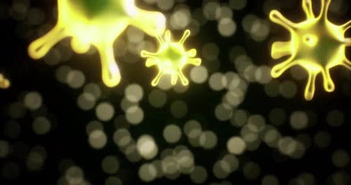 Abstract Glowing Cells or Microorganisms Motion Background