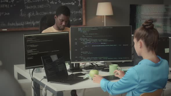 Young Programmers Coding on Computers at Work in Office, Technology ...