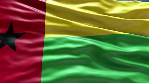 Guinea-Bissau National Flag Waving in Realistic Motion Loop