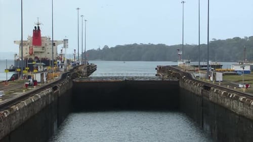 Last chamber of the Gatun Locks, Panama Canal