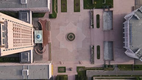 Aerial View Panorama of River and Cityscape in Almaty