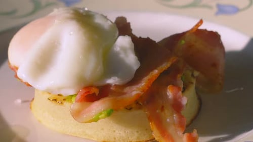 Close Up of Avocado, Bacon, and Egg Muffin