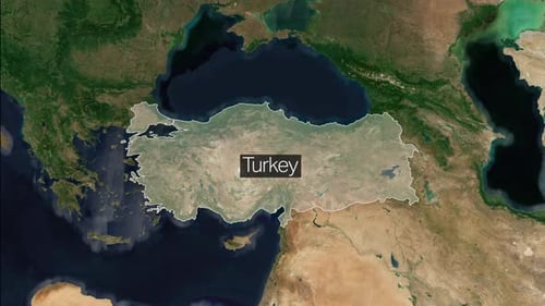 Satellite Map Zoom and Highlight of Turkey