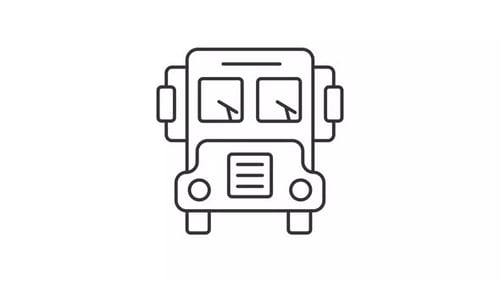 Animated Bus Icon with Wipers Line Art