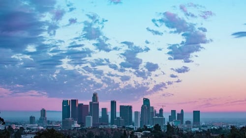 Time Lapse - Beautiful Sunset Clouds Above Downtown Los Angeles