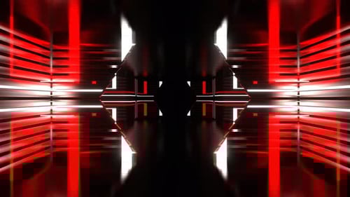 Corridor With Moving Red And White Neon Light Background Vj Loop In 4K