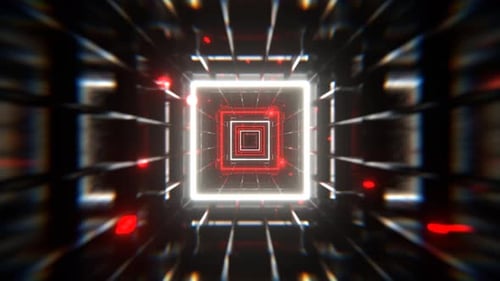 Red And White Neon Strobe Frame Tunnel Background VJ Loop l 4K
