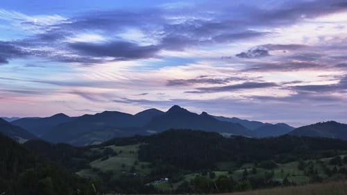 Mountain Rural Scenery Clouds Forming Over the Mountain on the Horizon Pastel Colored Clouds
