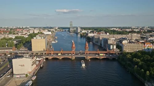 Aerial view of The Oberbaum Bridge , Berlin , Germany
