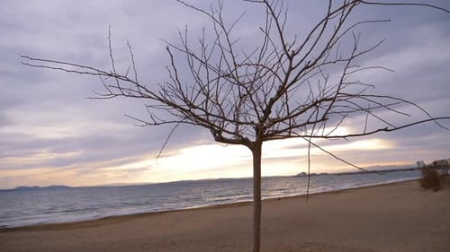 A cloudy sunset at the beach in a town called Roses in the Costa Brava