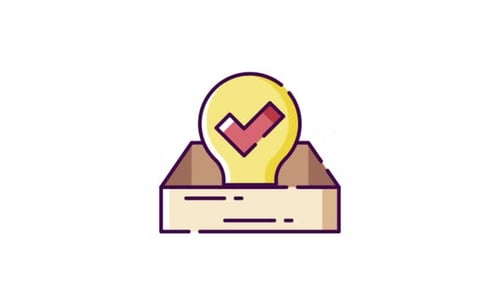 Flat Design Lightbulb Idea Solution Animation