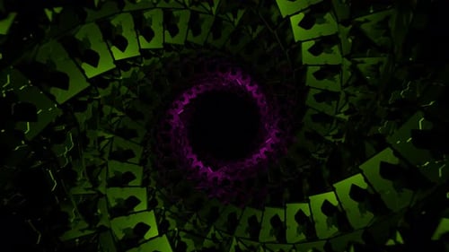 Lime And Pink Spiral Cubic Tunnel Background Vj Loop In 4K