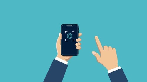 Fingerprint Scan Authentication on Smartphone in Flat Design