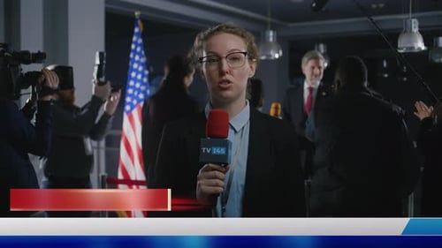 Female Reporter Speaking at a Press Conference