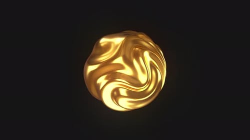 Goldene, winkende 3D-Kugel auf Schwarz.