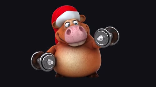 Fun 3D cartoon cow with weights (with alpha channel included)