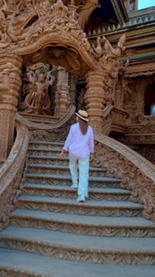 The Sanctuary of Truth Wooden Temple in Pattaya Thailand Sculpture of Sanctuary of Truth Temple