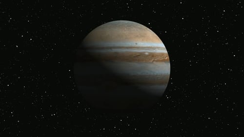 Der
Jupitarplanet rotierte animiert. Planet, Jupiter, Raum, Sterne, Hintergrund .Vd1098