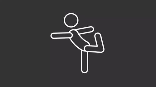 Animated balance exercise white line icon