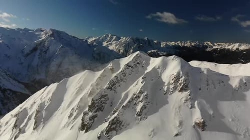 Panoramic view of snowcapped mountain range