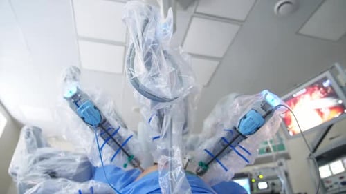 Robotic Surgery System Operating in Hospital Room