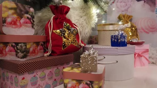 Fond de Noël avec boîtes-cadeaux