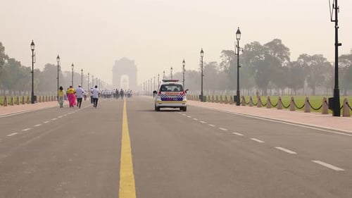 Police car patrolling near India gate