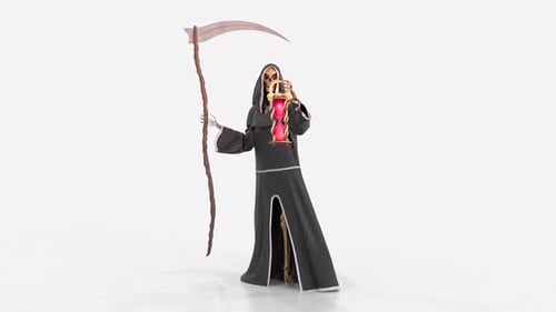 Grim Reaper Stand with Hourglass Lantern