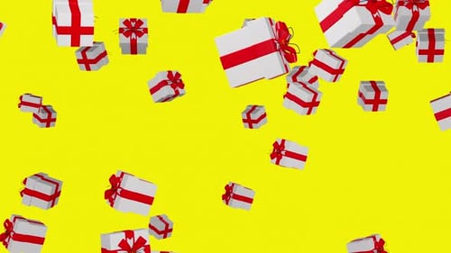 Animated Falling White and Red Gift Boxes Loop