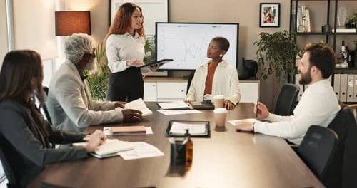 Business people, tablet and presentation for collaboration, planning and project management