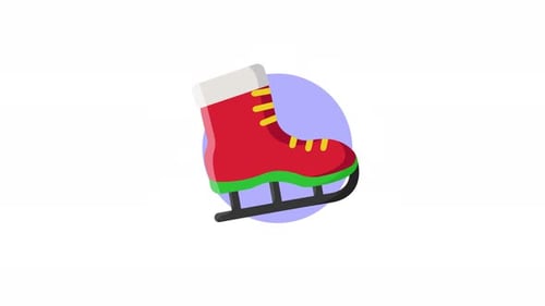 Animated Flat Design Ice Skate with Subtle Rotation