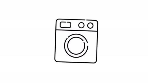 Minimalist Washing Machine Line Art Icon Animation