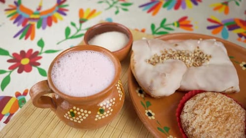 Tasty Mexican Sweet Bread and Pink Drink