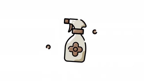 Sprühflaschensymbol für Stoffauffrischer und Fleckenentfernungsanimation